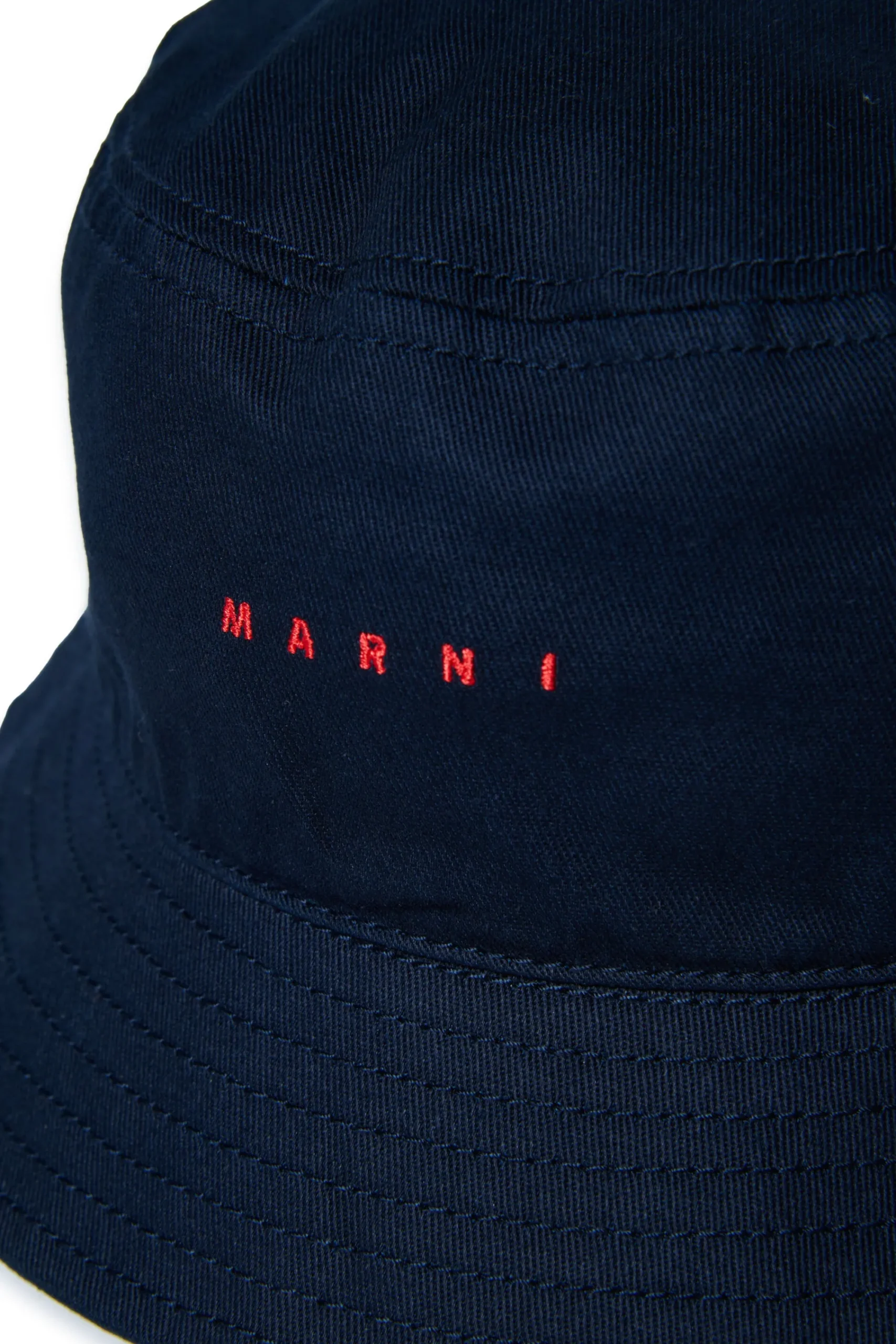 Hats And Caps | Logomania>MARNI Gabardine fisherman hat branded with logo blue navy