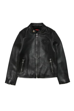Jackets And Padded Jackets>DIESEL Genuine leather nail model jacket black
