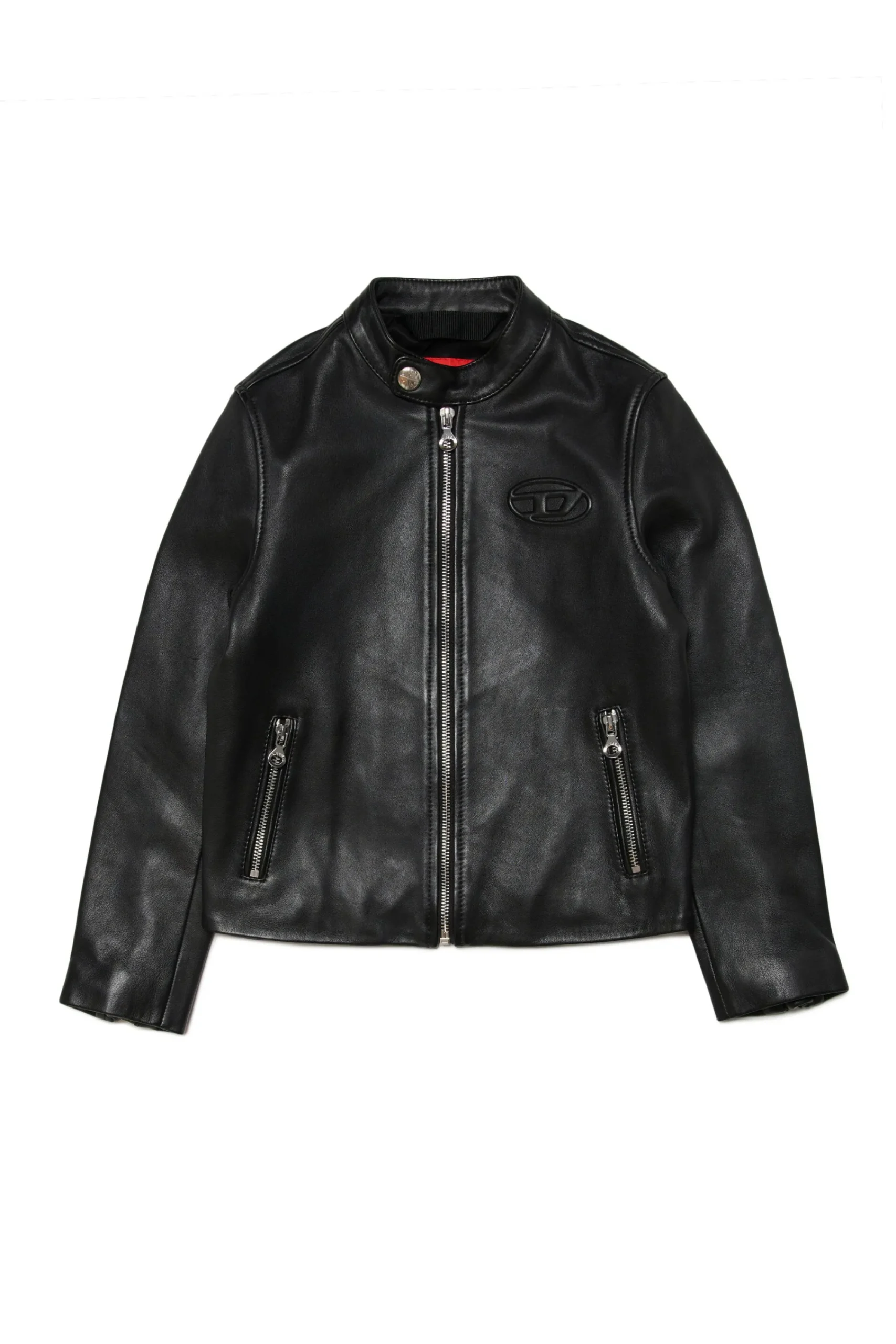 Jackets And Padded Jackets>DIESEL Genuine leather nail model jacket black