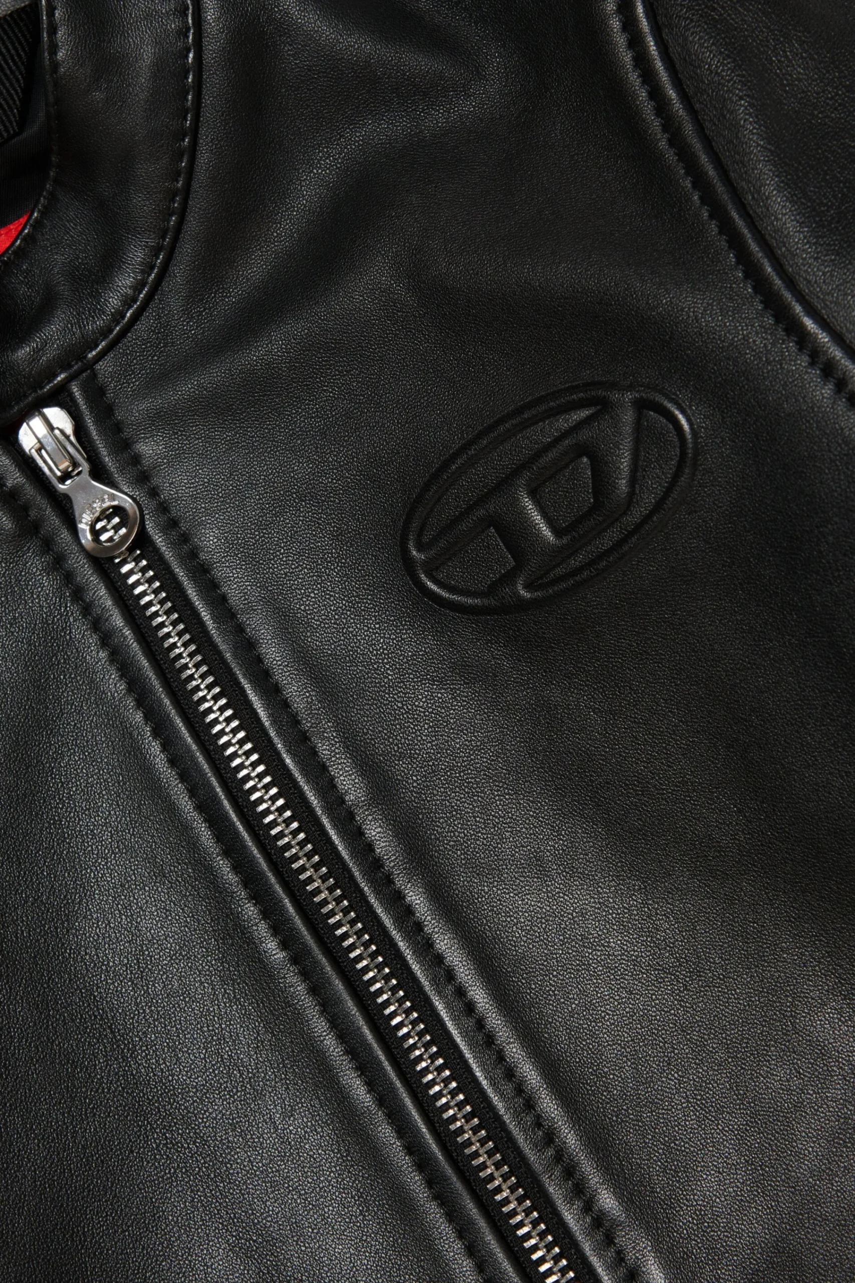 Jackets And Padded Jackets>DIESEL Genuine leather nail model jacket black