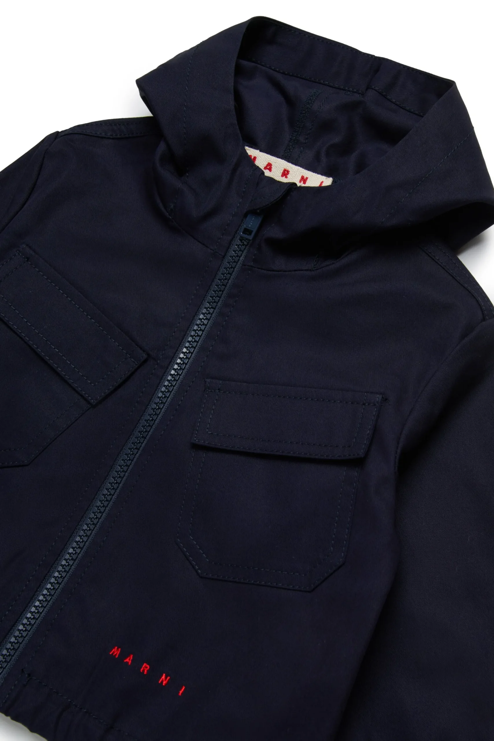 Jackets And Padded Jackets>MARNI Hooded gabardine jacket blue navy