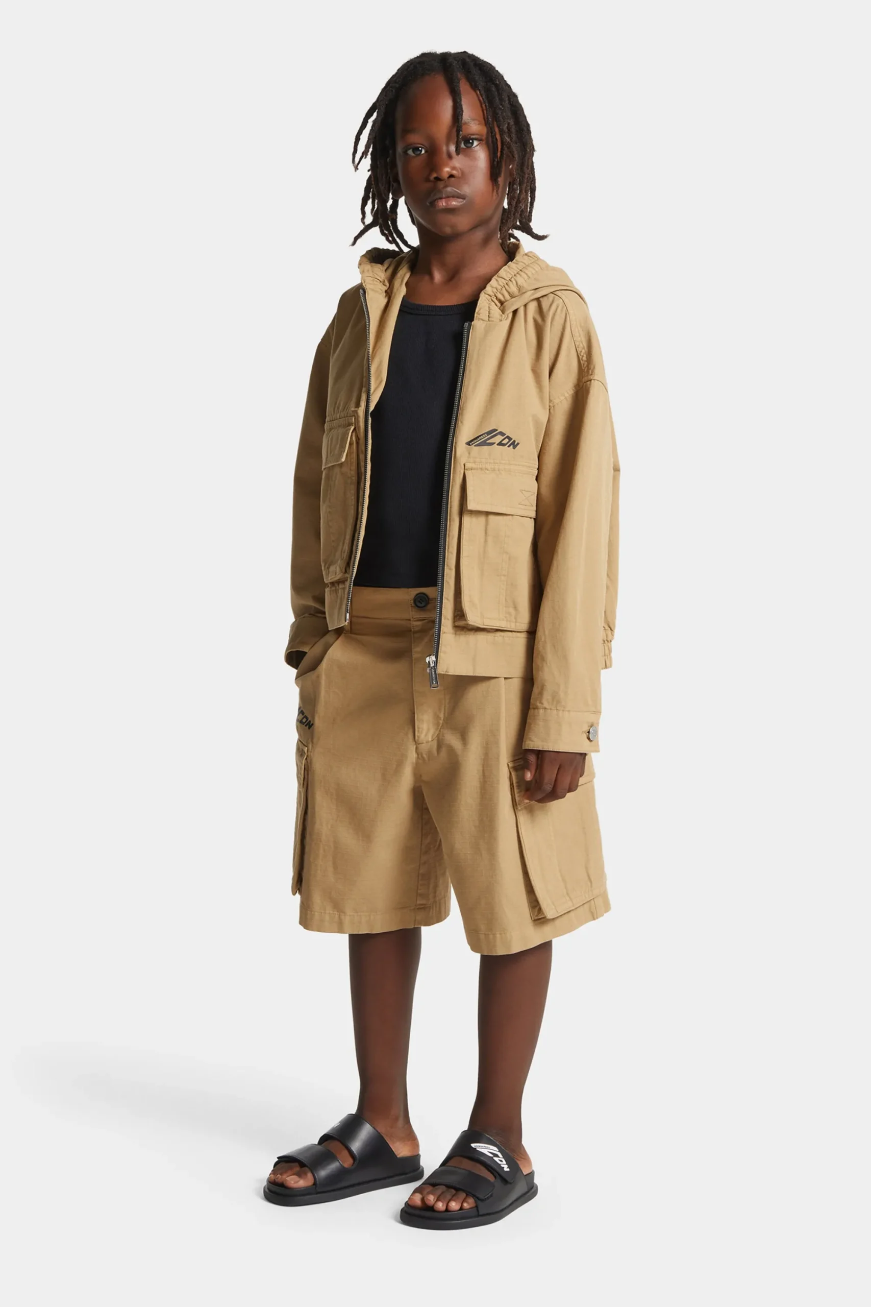 Jackets And Padded Jackets | Jackets And Padded Jackets>DSQUARED2 Hooded jacket in ripstop cotton cornstalk