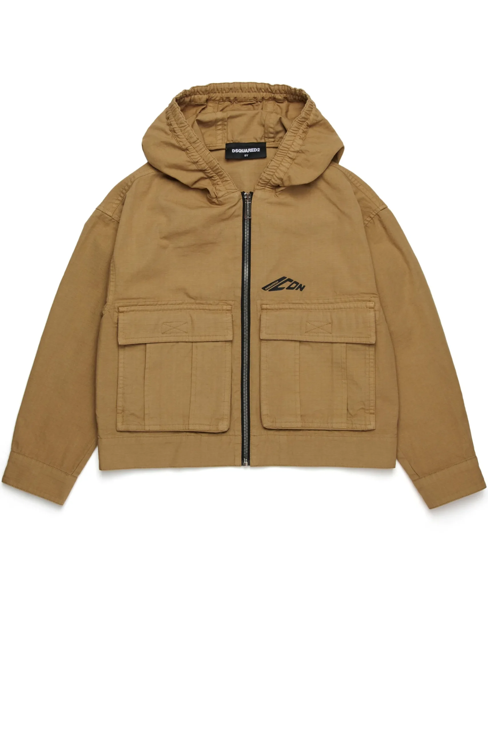 Jackets And Padded Jackets | Jackets And Padded Jackets>DSQUARED2 Hooded jacket in ripstop cotton cornstalk