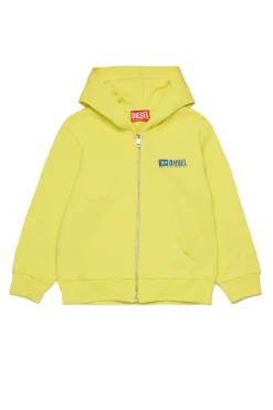 Activewear | Activewear>DIESEL Hooded sweatshirt with degradé logo canary yellow