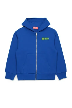 Activewear | Activewear>DIESEL Hooded sweatshirt with degradé logo bright bluette