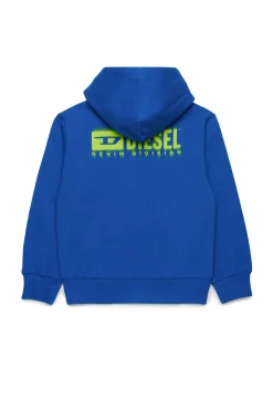 Activewear | Activewear>DIESEL Hooded sweatshirt with degradé logo bright bluette