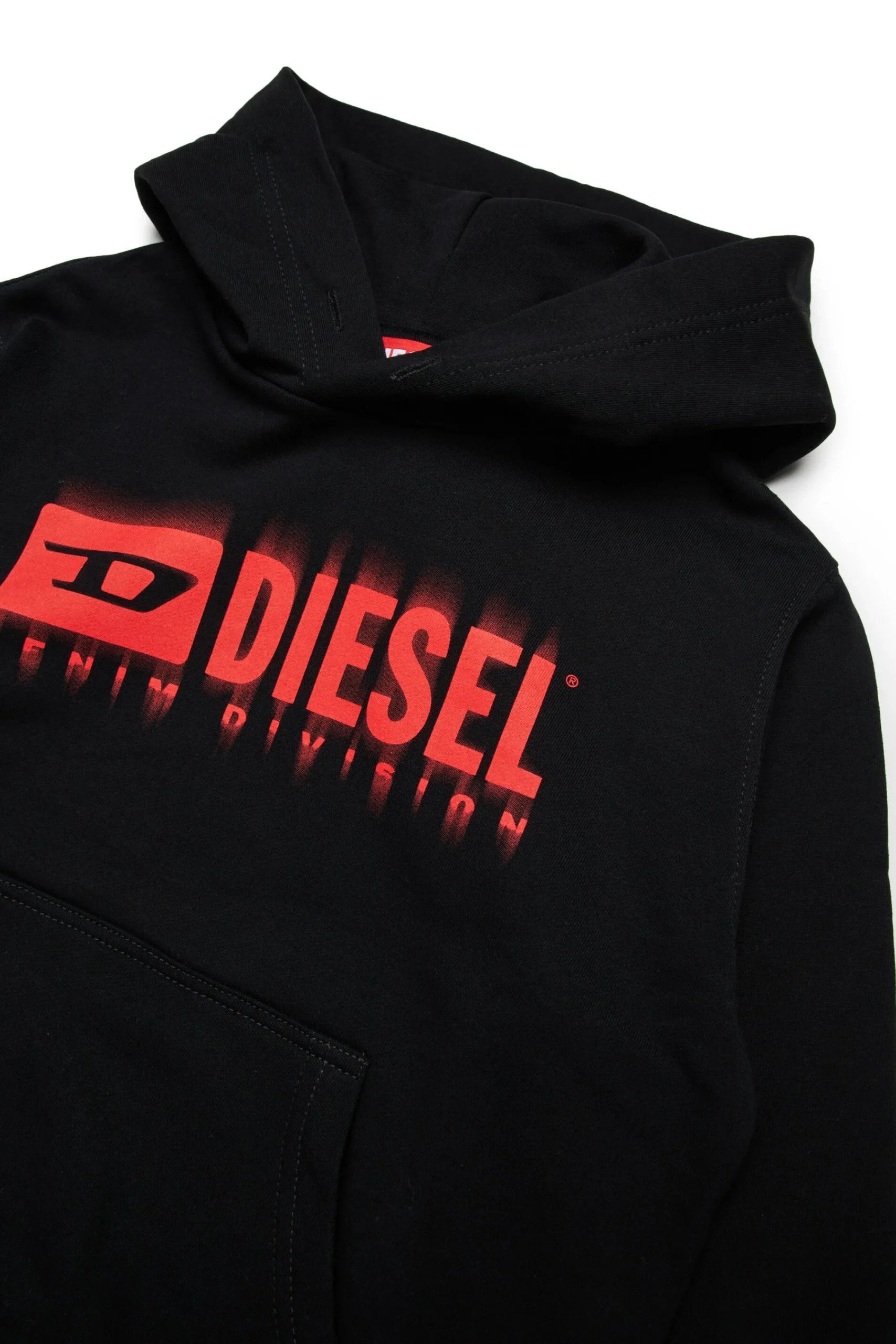 Logomania | Logomania>DIESEL Hooded sweatshirt with degradé logo red