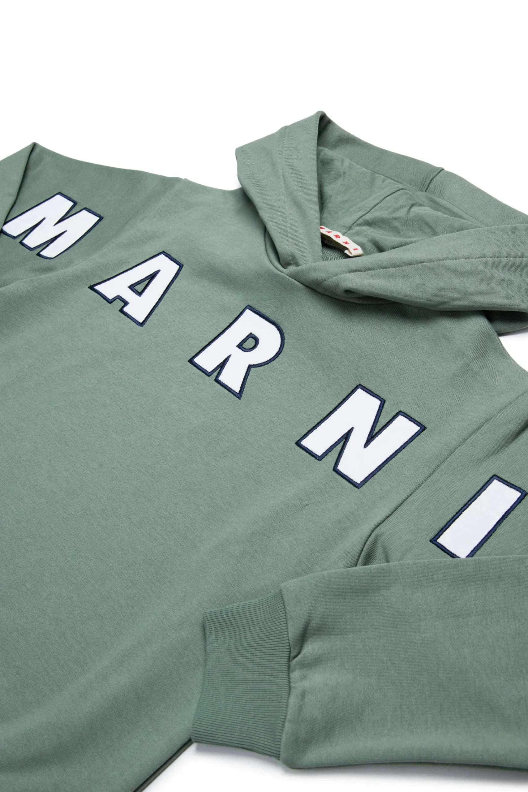 Sweatshirts | Sweatshirts>MARNI Hooded sweatshirt with embroidered logo smoke green