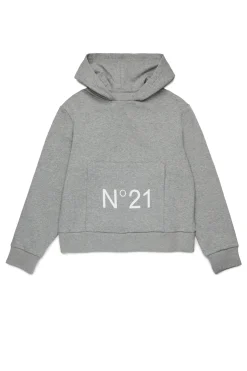 Activewear | Activewear>N°21 Hooded sweatshirt with logo grey melange