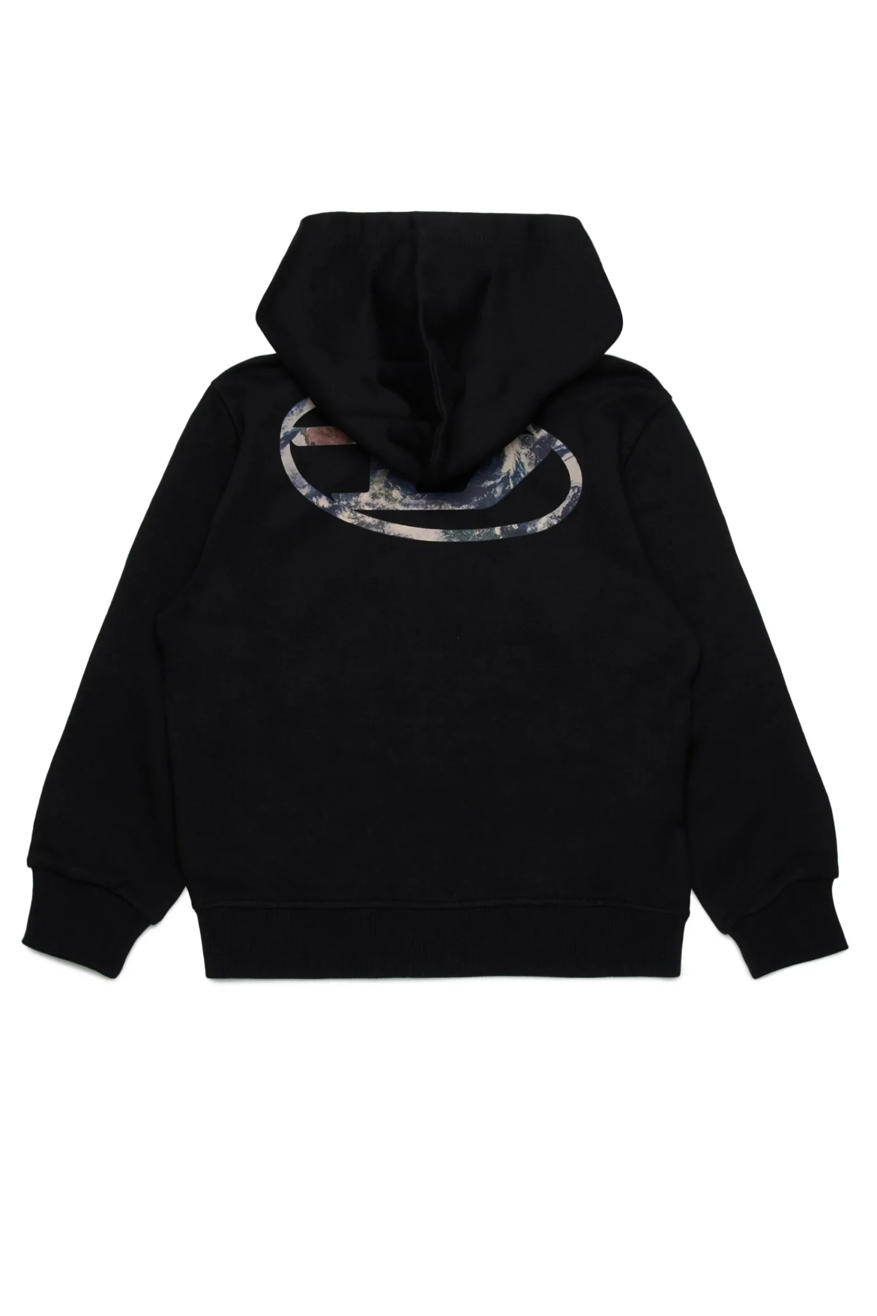 Sweatshirts>DIESEL Hooded sweatshirt with oval D Planet Camou logo black