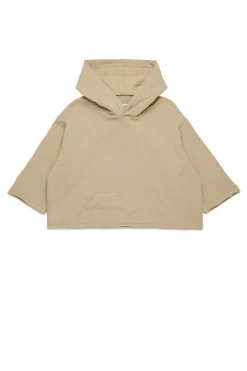 Sweatshirts | Sweatshirts>MM6 MAISON MARGIELA Hooded sweatshirt with raw cut hem beige