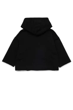 Sweatshirts | Sweatshirts>MM6 MAISON MARGIELA Hooded sweatshirt with raw cut hem black