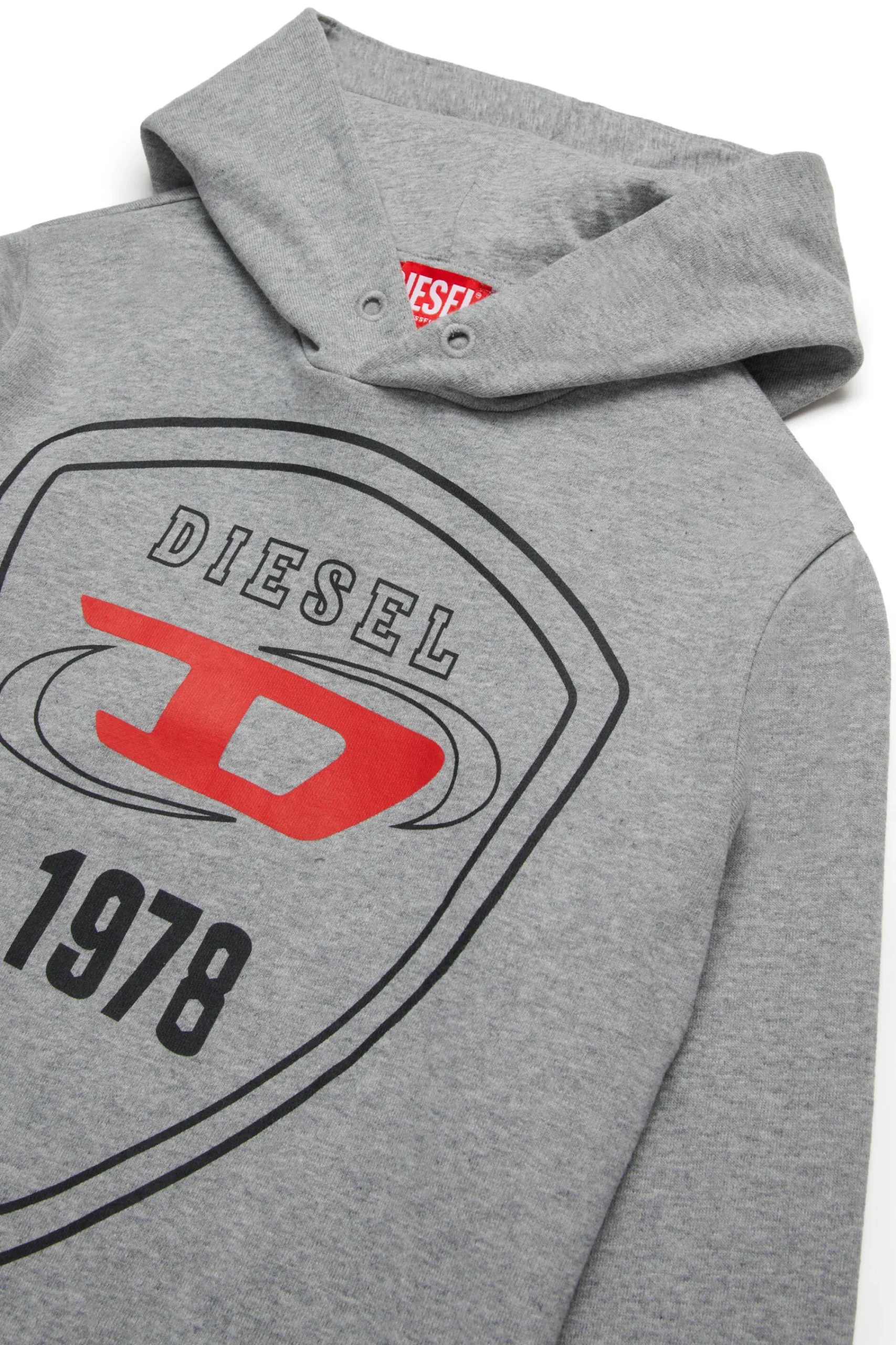 Sweatshirts>DIESEL Hooded sweatshirt with shield logo print grey melange
