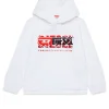 Logomania | Logomania>DIESEL Hooded sweatshirt with triple logo white