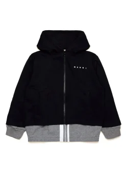 Sweatshirts | Sweatshirts>MARNI Hooded sweatshirt with trompe-l'oeil effect black