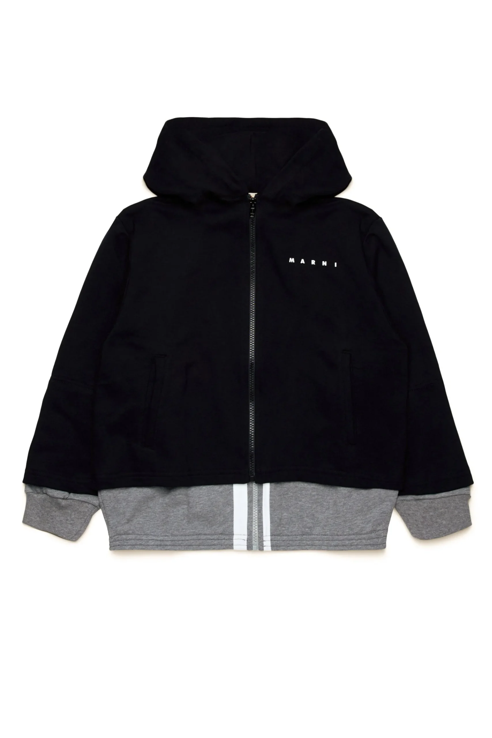 Sweatshirts | Sweatshirts>MARNI Hooded sweatshirt with trompe-l'oeil effect black