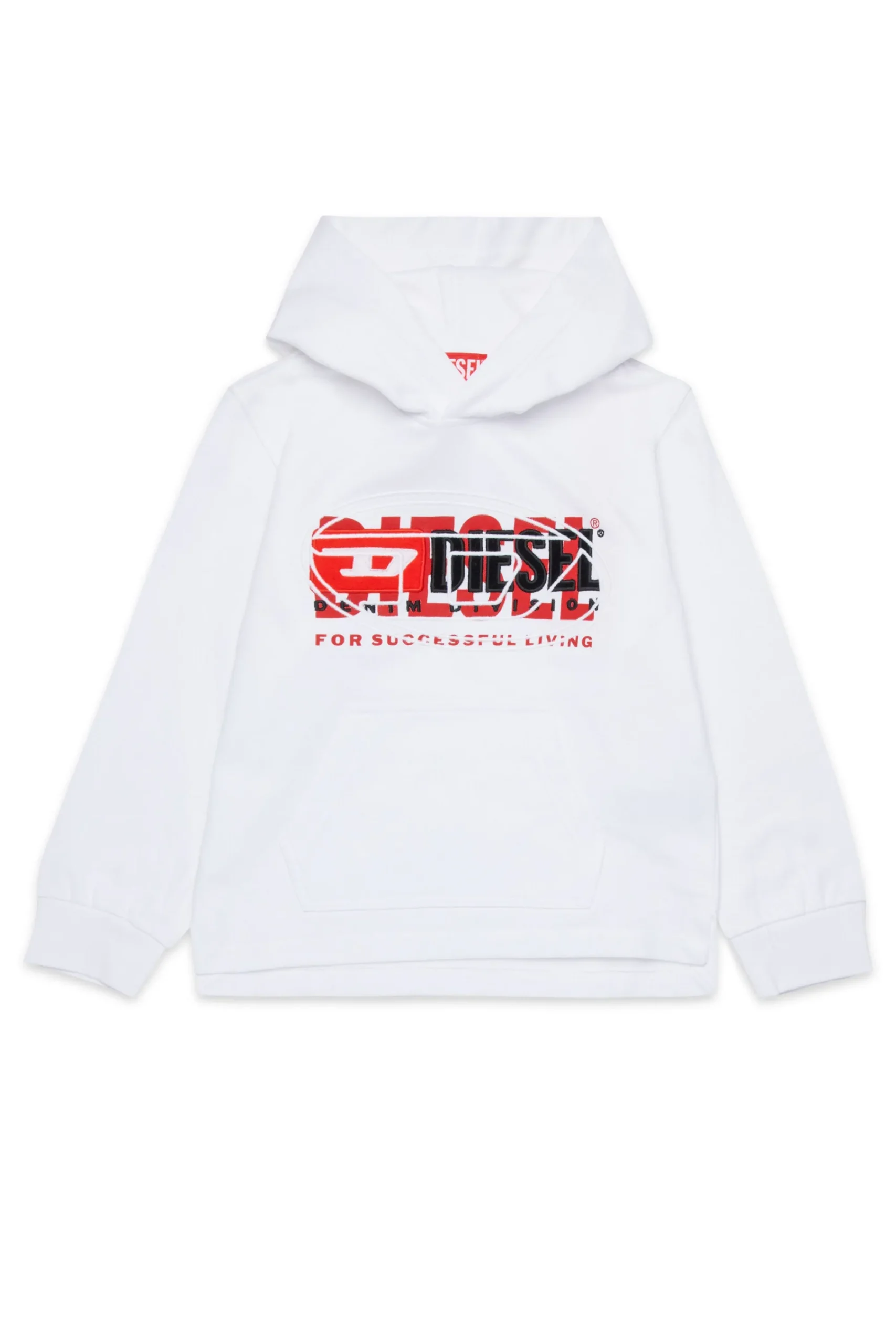 Logomania | Logomania>DIESEL Hooded sweatshirt with triple logo white