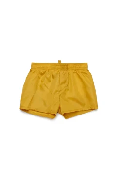 Swimwear | Logomania>DSQUARED2 ICON branded boxer swimsuit mustard yellow