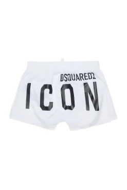 Logomania | Logomania>DSQUARED2 ICON branded boxer swimsuit white