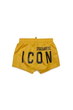 Swimwear | Logomania>DSQUARED2 ICON branded boxer swimsuit mustard yellow
