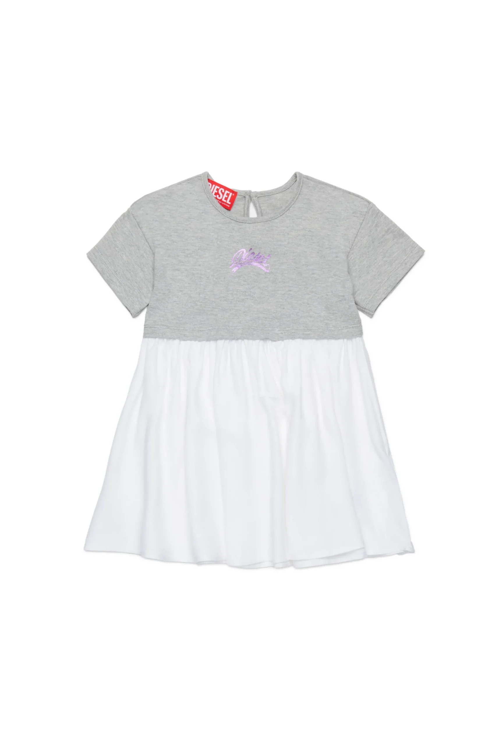 Dresses>DIESEL Jersey dress with ruffles in viscose light grey melange