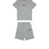 Jumpsuits | Tracksuits>DIESEL Jersey t-shirt and bermuda shorts set with logo D grey melange