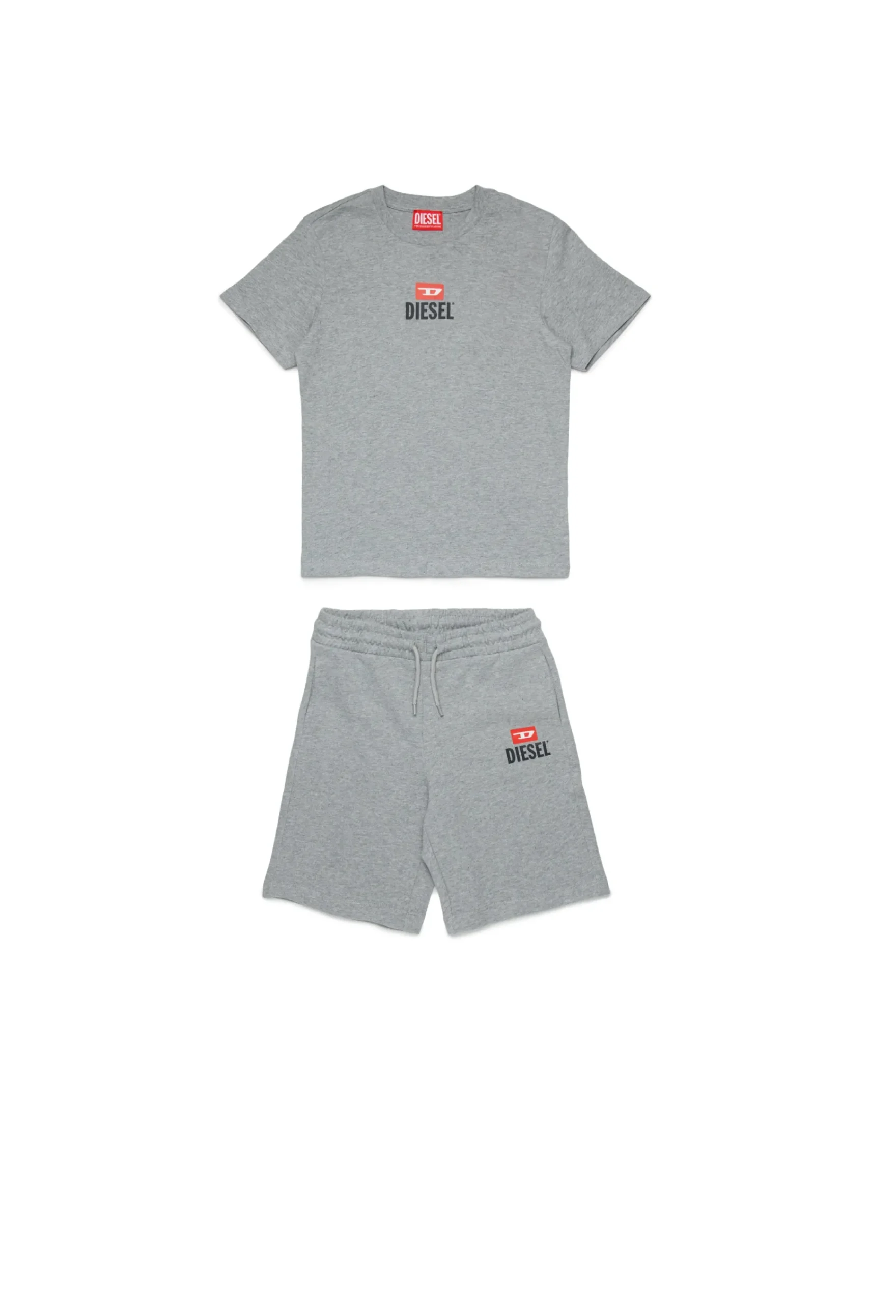 Jumpsuits | Tracksuits>DIESEL Jersey t-shirt and bermuda shorts set with logo D grey melange