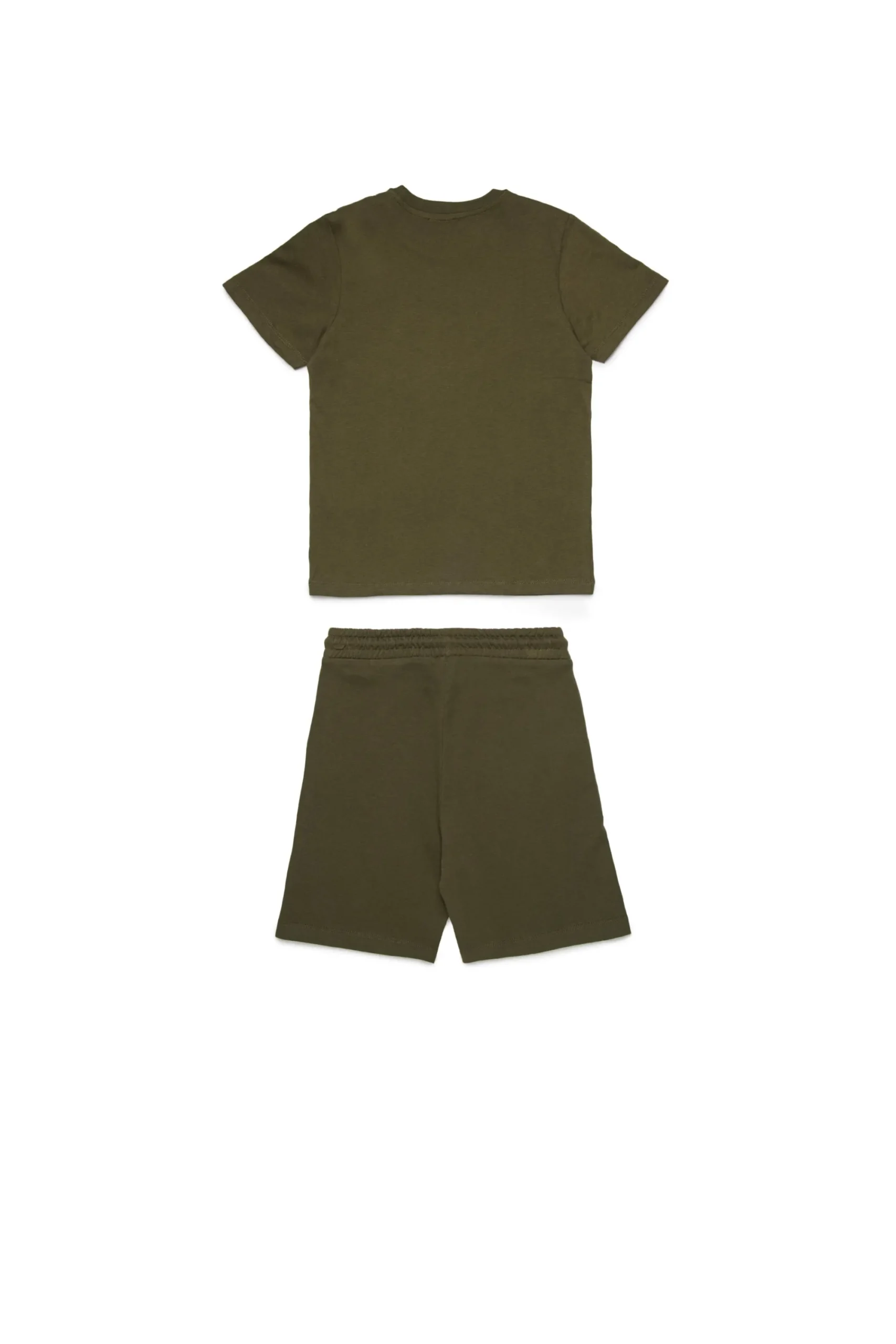 Jumpsuits | Tracksuits>DIESEL Jersey t-shirt and bermuda shorts set with logo D dusty olive