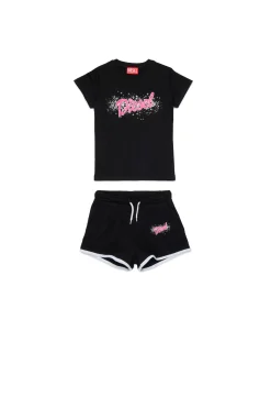 Jumpsuits>DIESEL Jersey t-shirt and shorts set with logo black