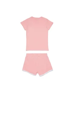 Jumpsuits>DIESEL Jersey t-shirt and shorts set with logo light pink