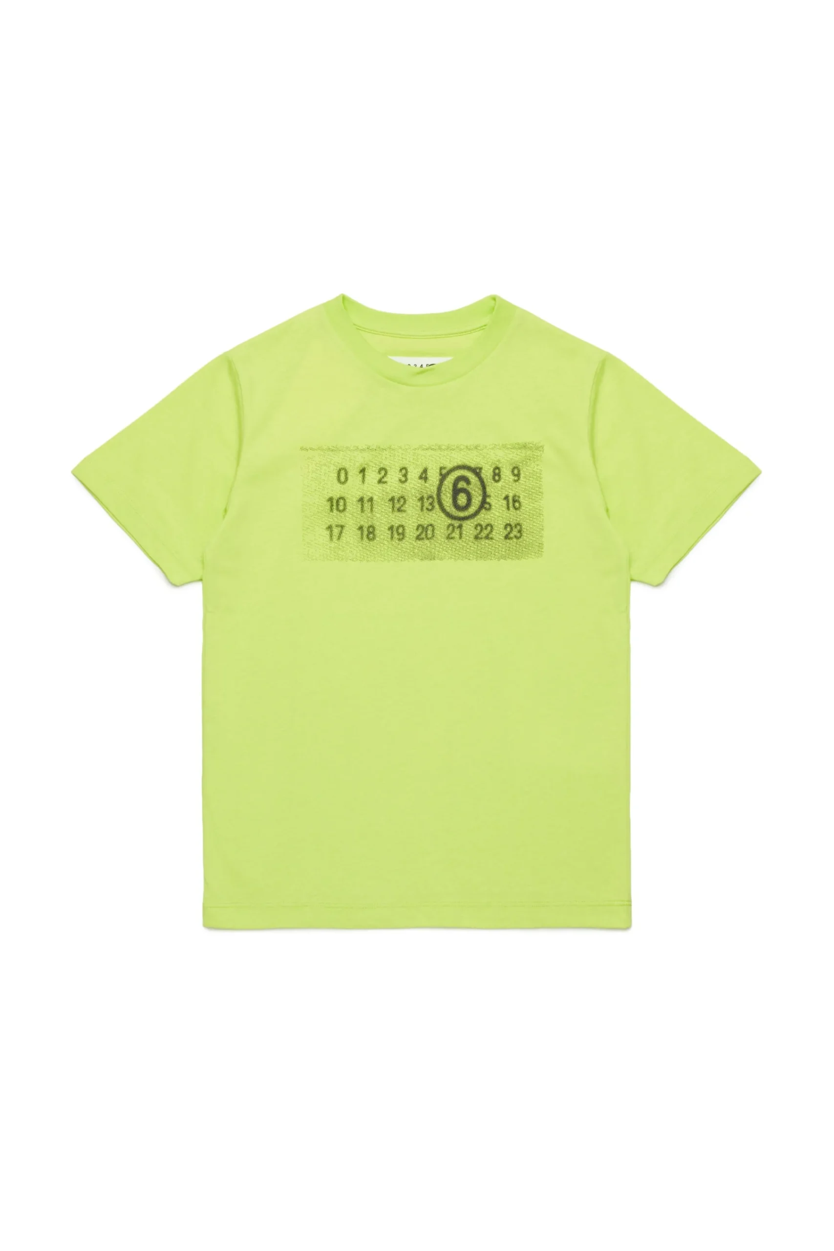 T-Shirts | Logomania>MM6 MAISON MARGIELA Jersey T-shirt branded with Numeric Logo Pixel fluo green