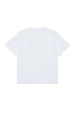 T-Shirts | Logomania>MM6 MAISON MARGIELA Jersey T-shirt branded with Numeric Logo Pixel white