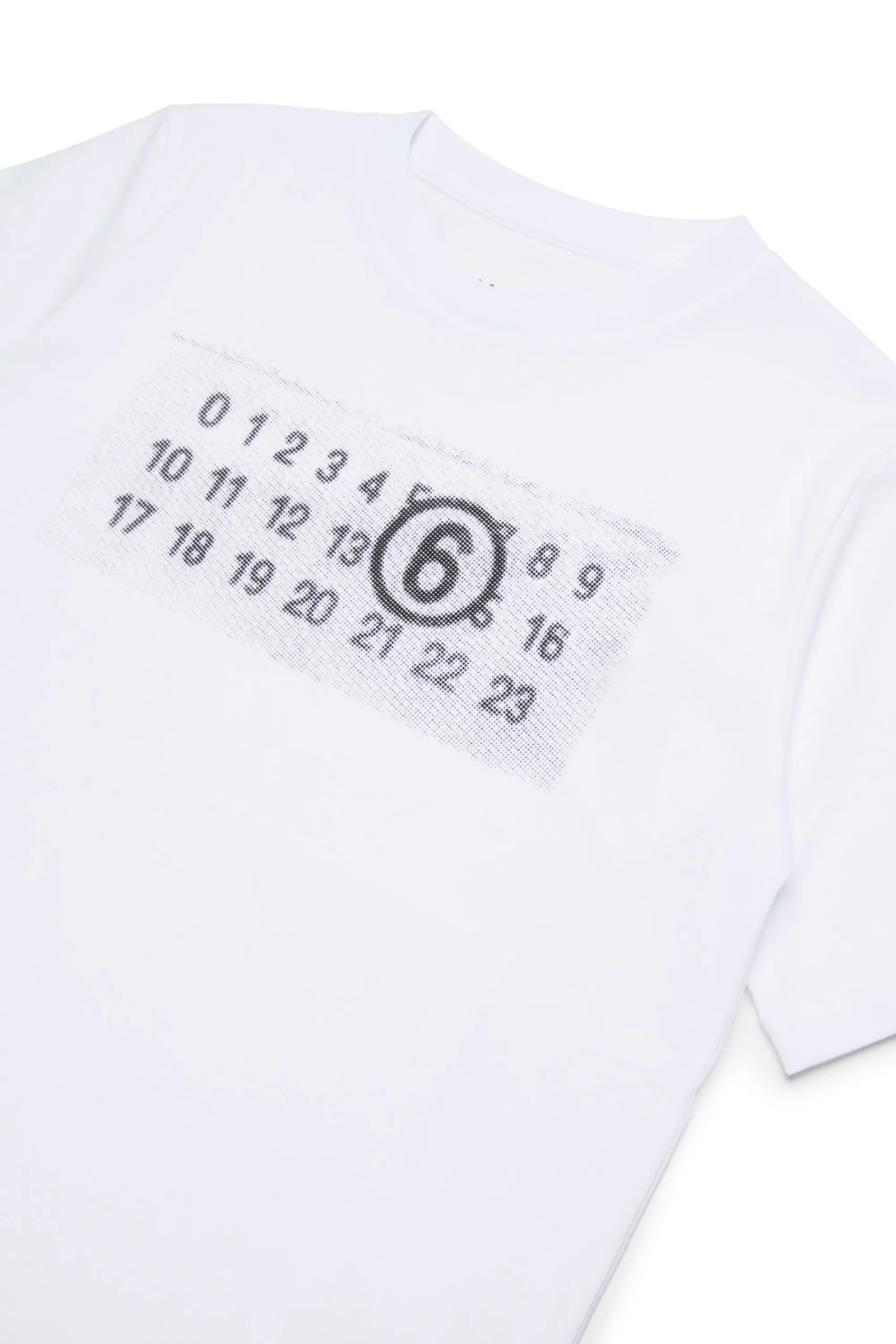T-Shirts | Logomania>MM6 MAISON MARGIELA Jersey T-shirt branded with Numeric Logo Pixel white