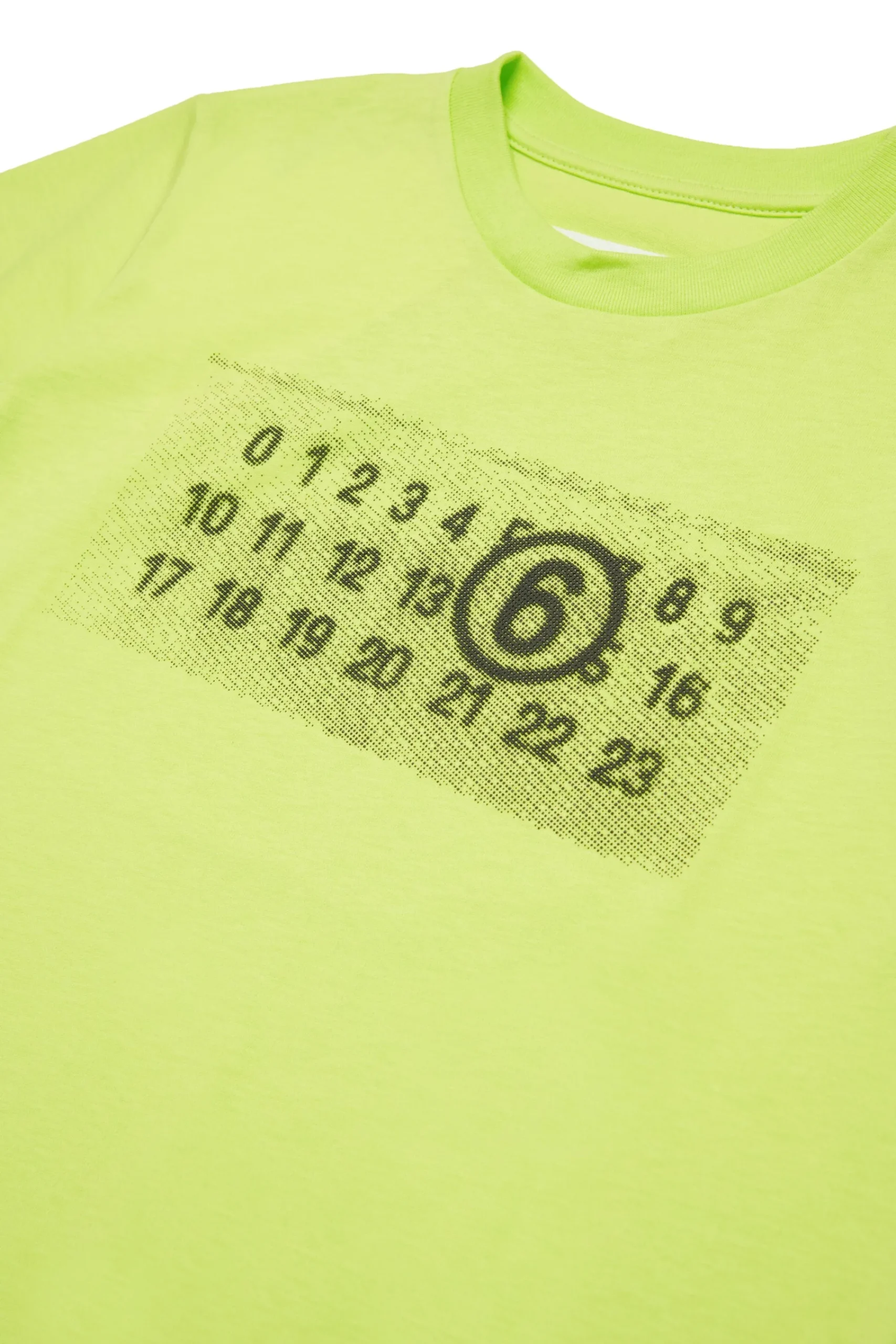 T-Shirts | Logomania>MM6 MAISON MARGIELA Jersey T-shirt branded with Numeric Logo Pixel fluo green
