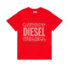 T-Shirts | T-Shirts>DIESEL Jersey T-shirt with logo carnation red