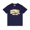 T-Shirts | T-Shirts>DIESEL Jersey T-shirt with logo blue peacoat