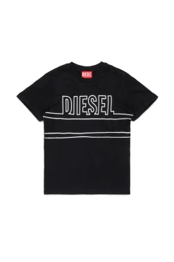 T-Shirts | T-Shirts>DIESEL Jersey T-shirt with logo black