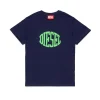 T-Shirts | T-Shirts>DIESEL Jersey T-shirt with logo blue peacoat