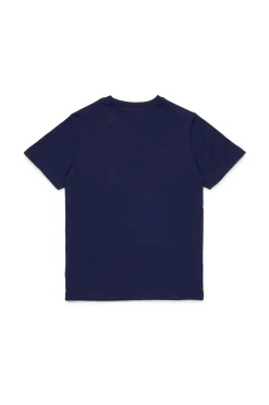 T-Shirts | T-Shirts>DIESEL Jersey T-shirt with logo blue peacoat