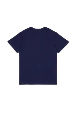 T-Shirts | T-Shirts>DIESEL Jersey T-shirt with logo blue peacoat