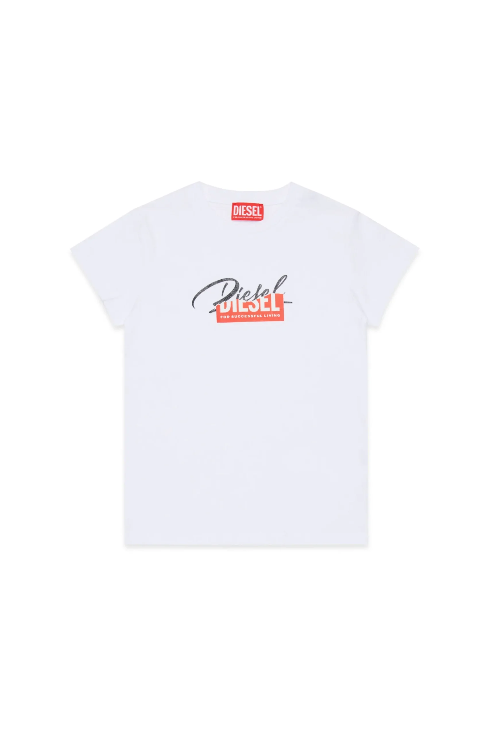 T-Shirts>DIESEL Jersey T-shirt with superimposed logo white