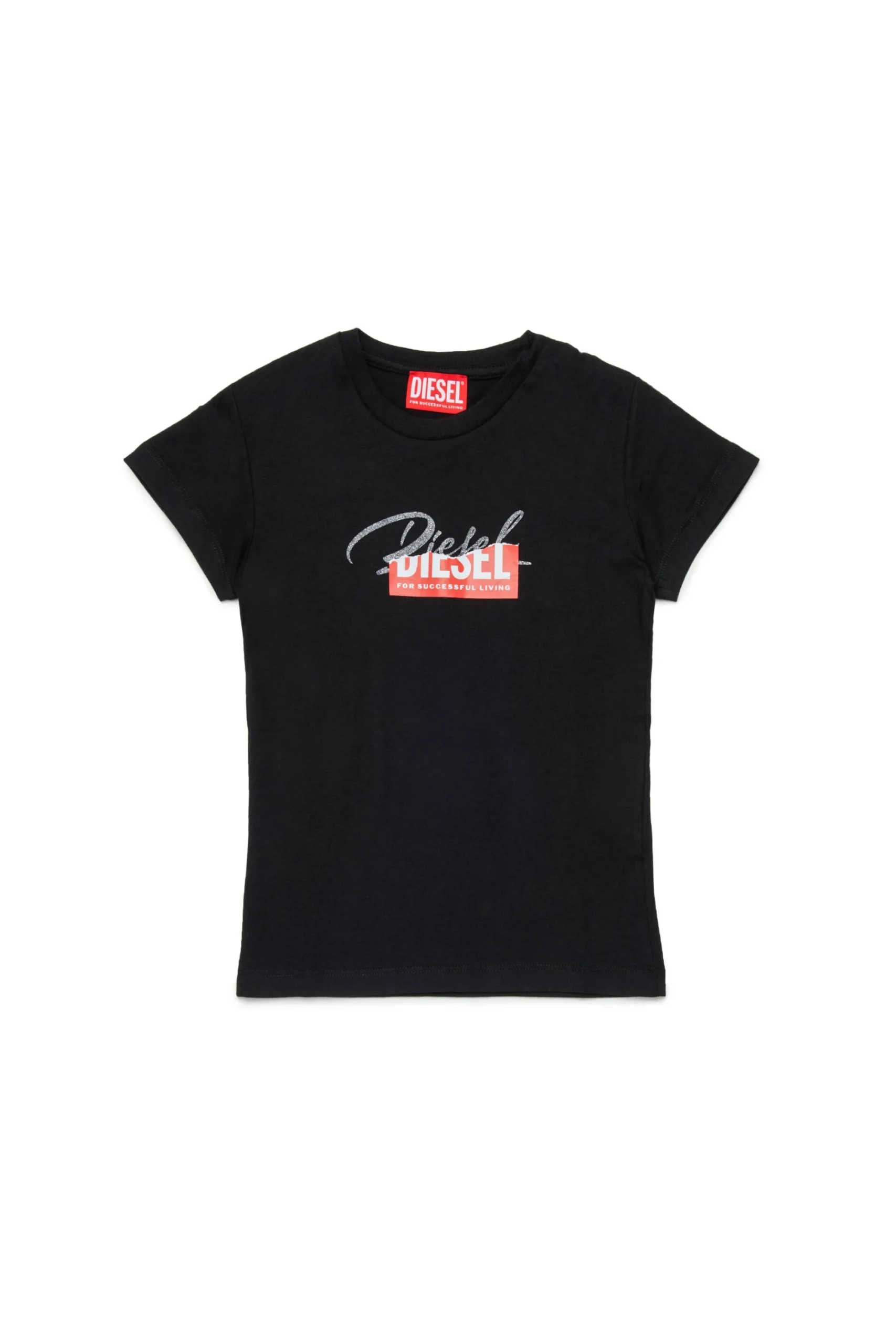 T-Shirts>DIESEL Jersey T-shirt with superimposed logo black