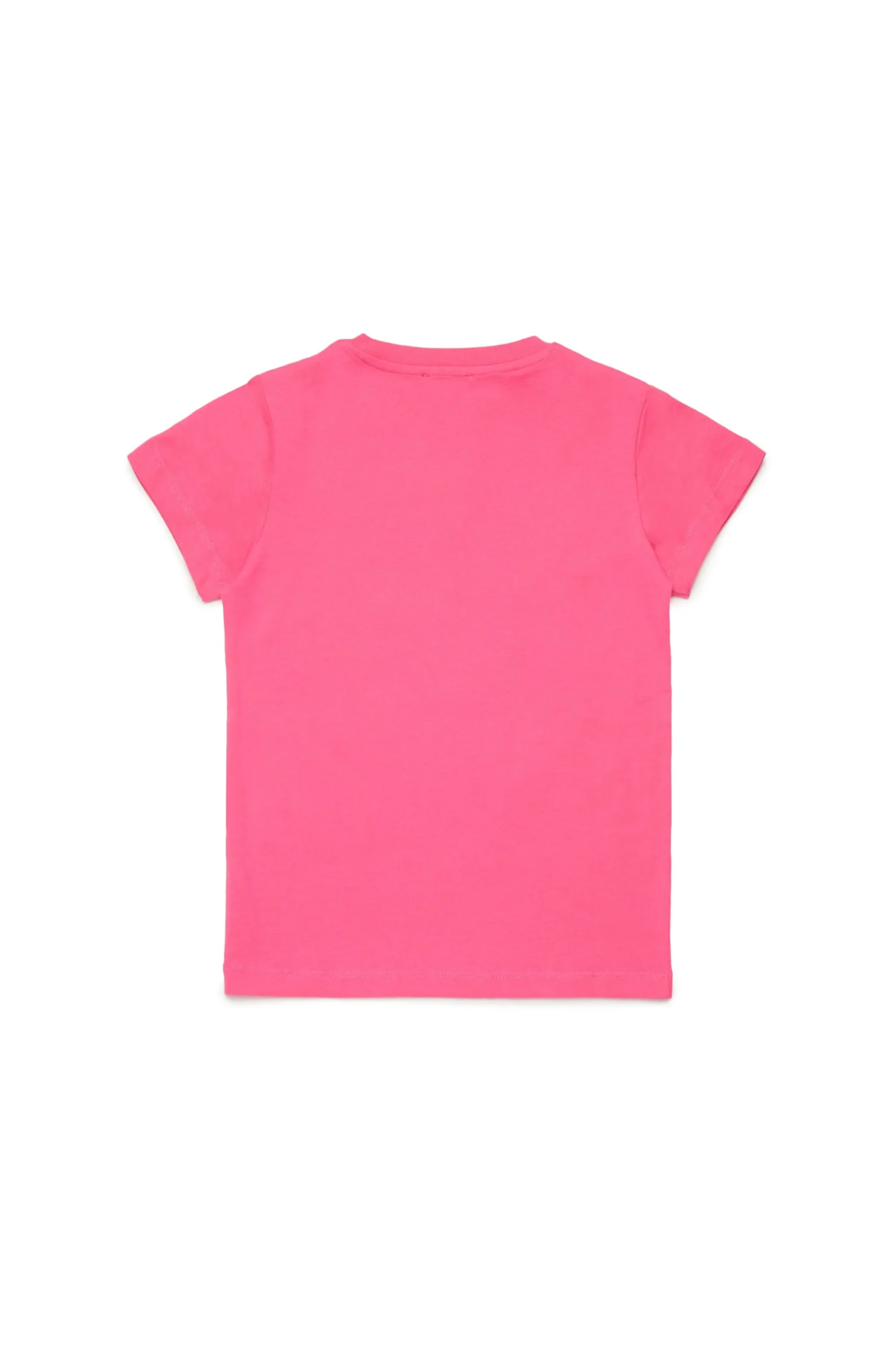 T-Shirts>DIESEL Jersey T-shirt with superimposed logo hot pink
