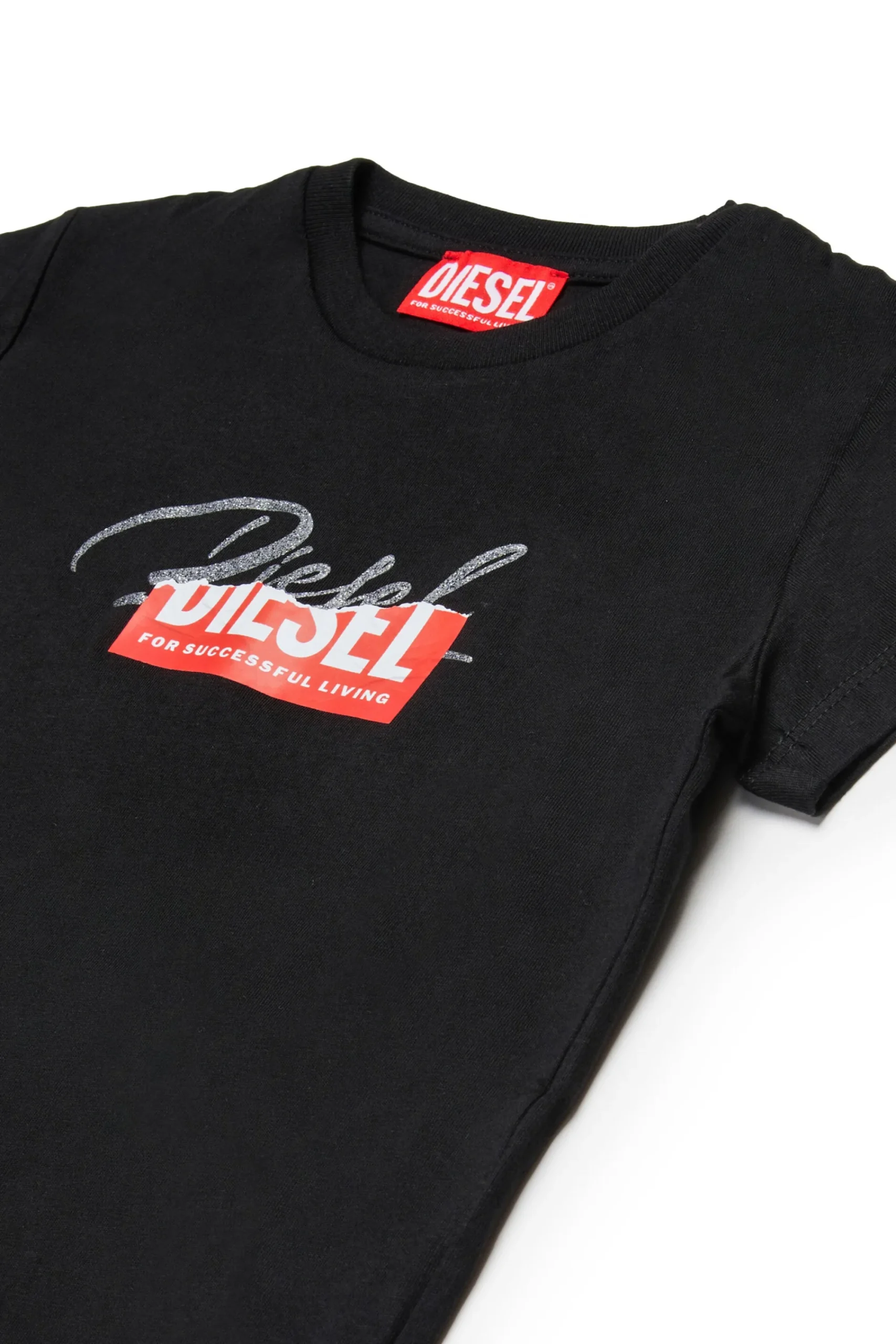 T-Shirts>DIESEL Jersey T-shirt with superimposed logo black