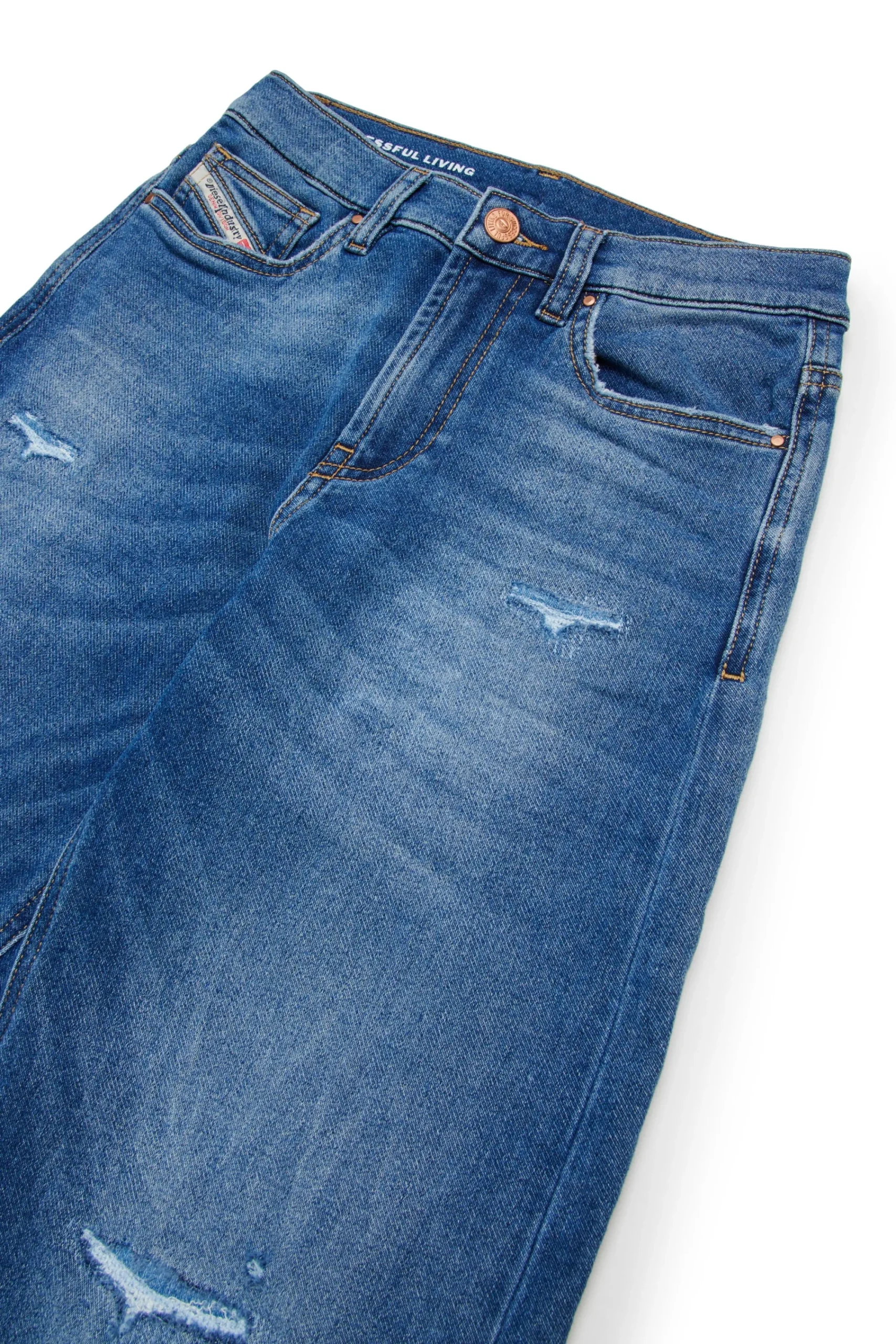 Jeans | Denim-Mania>DIESEL JoggJeans® straight medium blue with rips - D-Argjx blue denim