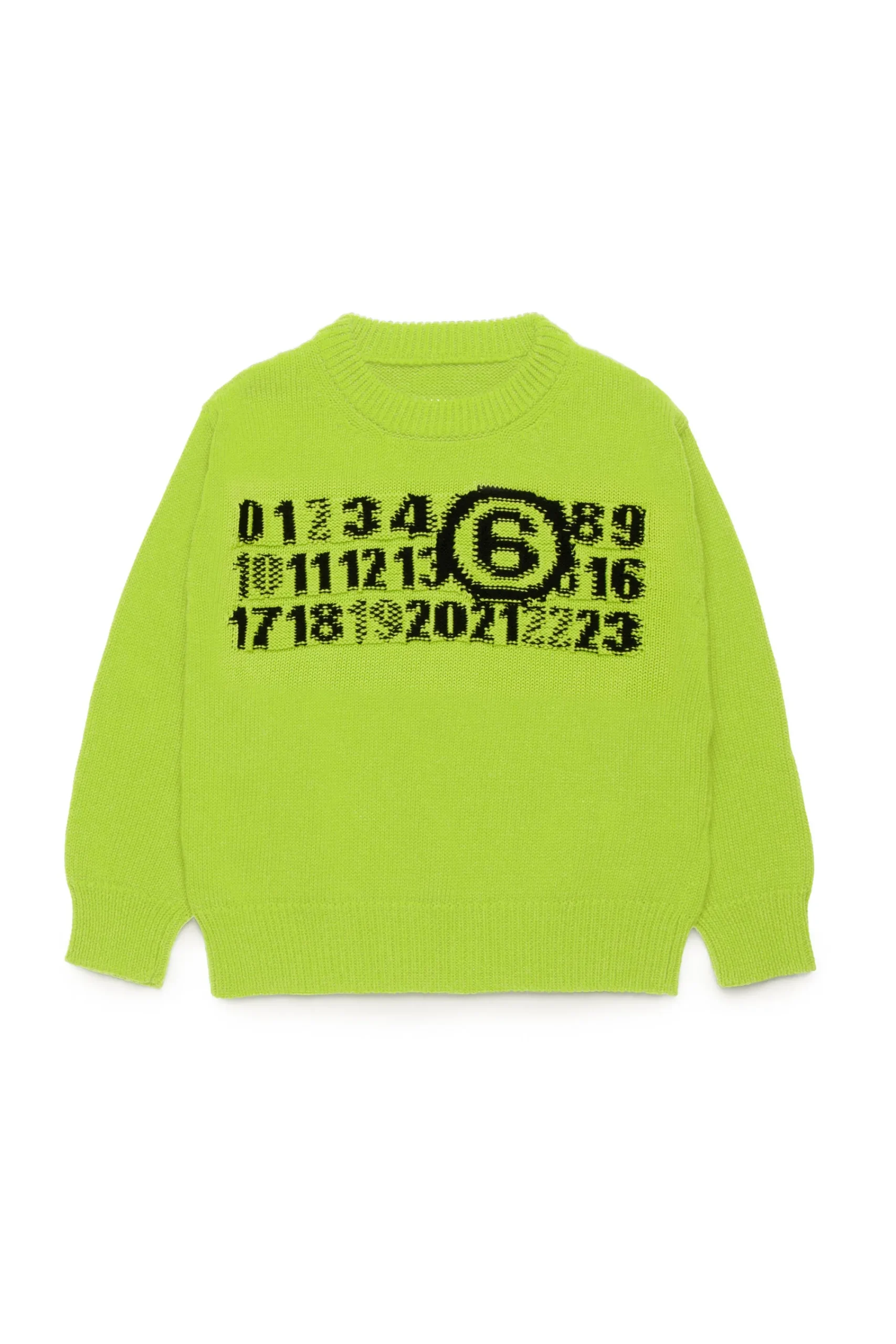 Knitwear | Logomania>MM6 MAISON MARGIELA Knit pullover with branded Numeric logo fluo green