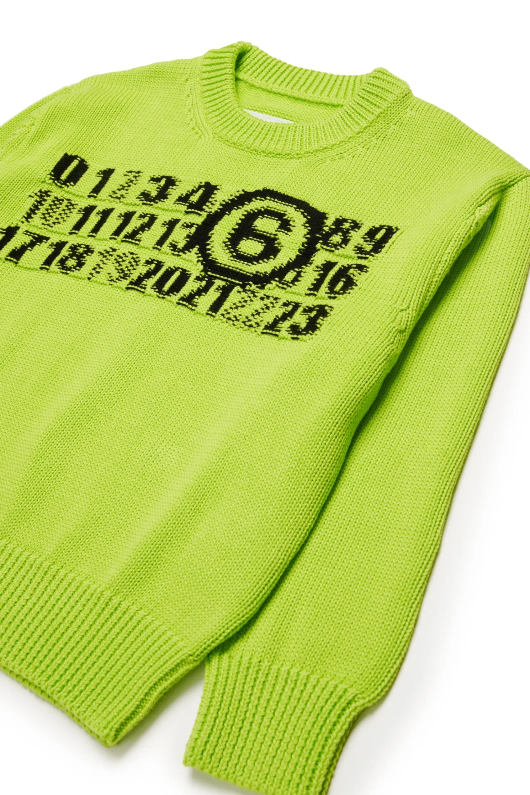 Knitwear | Logomania>MM6 MAISON MARGIELA Knit pullover with branded Numeric logo fluo green