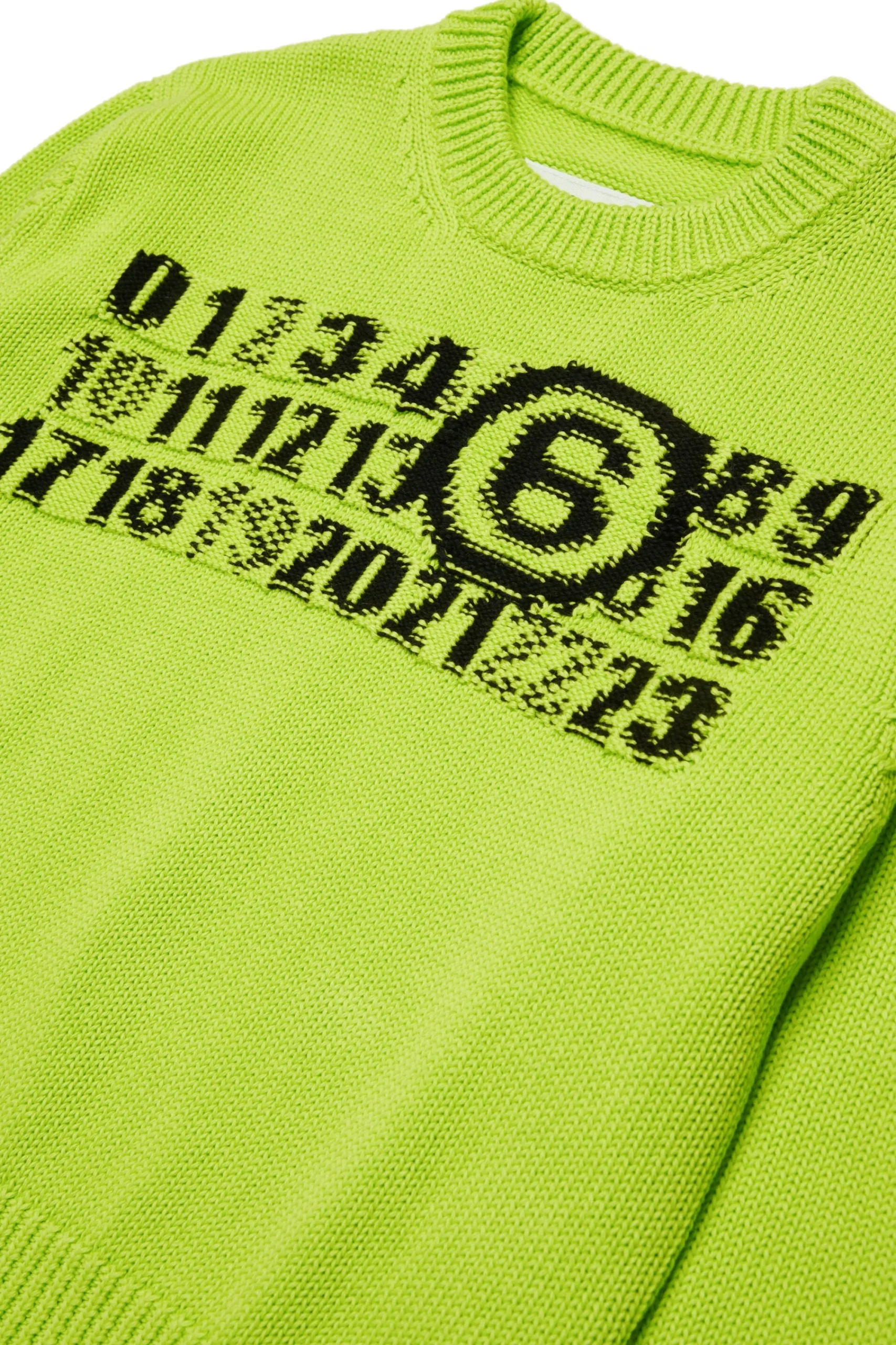 Knitwear | Logomania>MM6 MAISON MARGIELA Knit pullover with branded Numeric logo fluo green