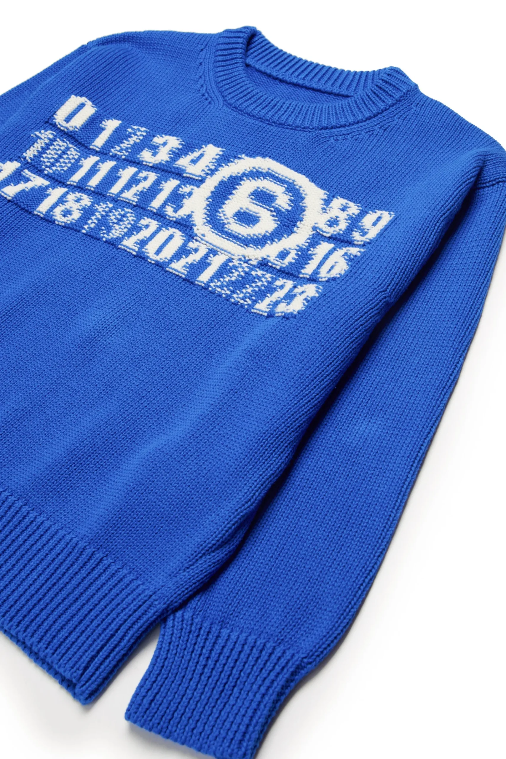 Knitwear | Logomania>MM6 MAISON MARGIELA Knit pullover with branded Numeric logo brilliant blu