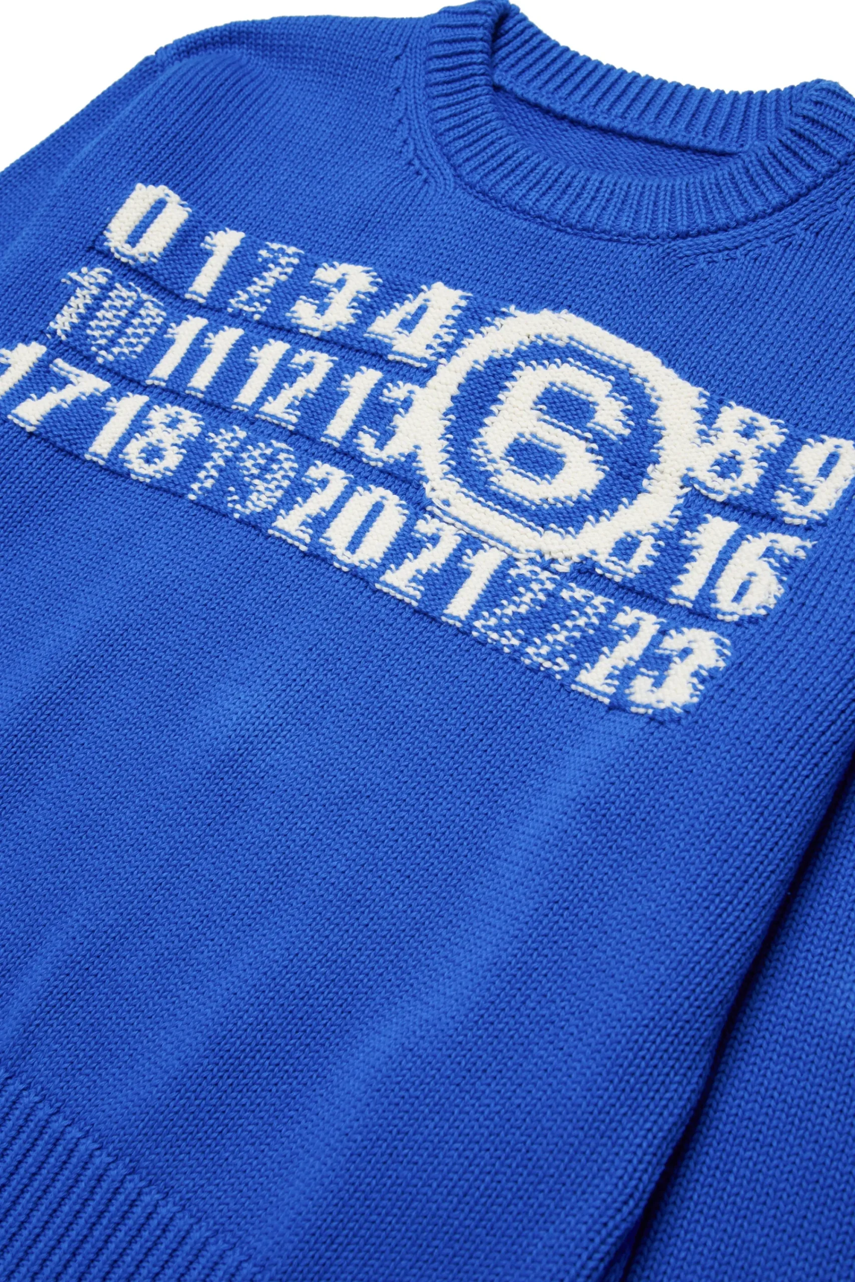 Knitwear | Logomania>MM6 MAISON MARGIELA Knit pullover with branded Numeric logo brilliant blu